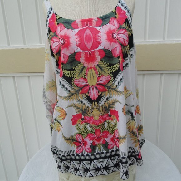 Live and Let Live Size 1X Poncho Blouse Colorful - Picture 4 of 9